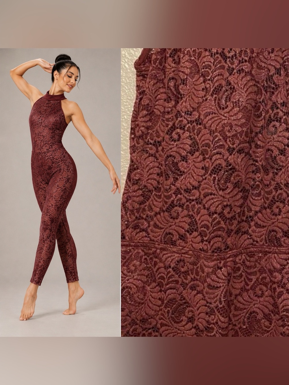 WEISSMAN Elite Dance Costume Burgundy lace Heaven I Know SL12534 adult XSA